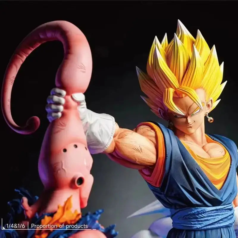 Hot 33cm Cartoon Dragon Ball Z Cartoon Character Majin Buu Vs Vegetto Supports Gk Digital Pvc Statue Collection Model Doll Statu