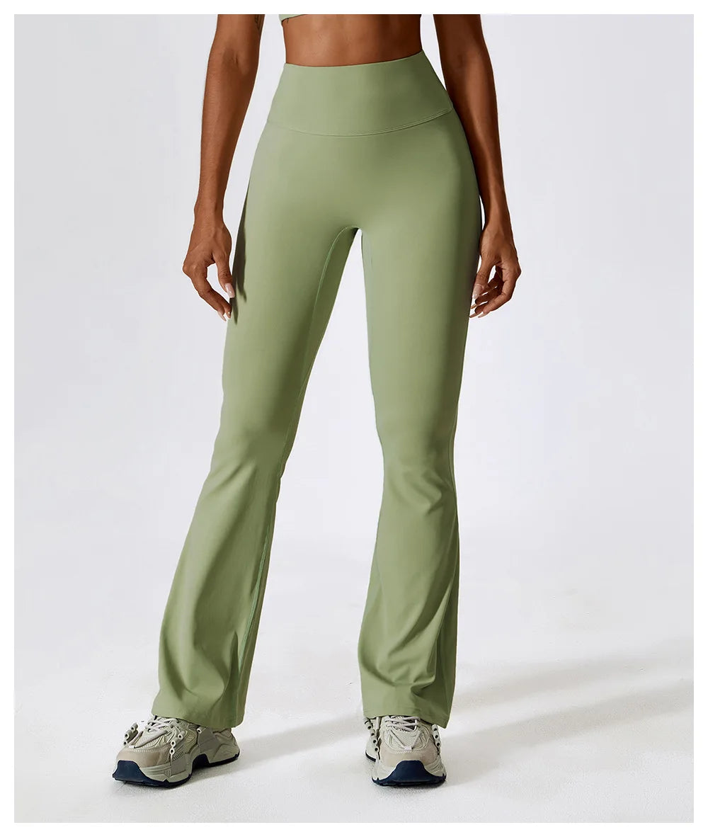 Women Wide-leg Pants Yoga Leggings Tights High Waist Leisure Flared Pants Dance