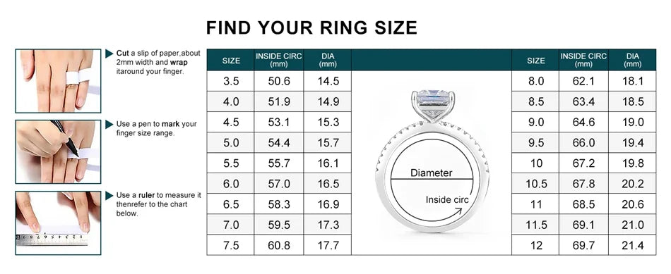 ALLNOEL 2mm Full Moissanite Ring for Women D Color VVS1 Female Single Tail Ring 925 Silver Ring Wedding Eternity Band With GRA