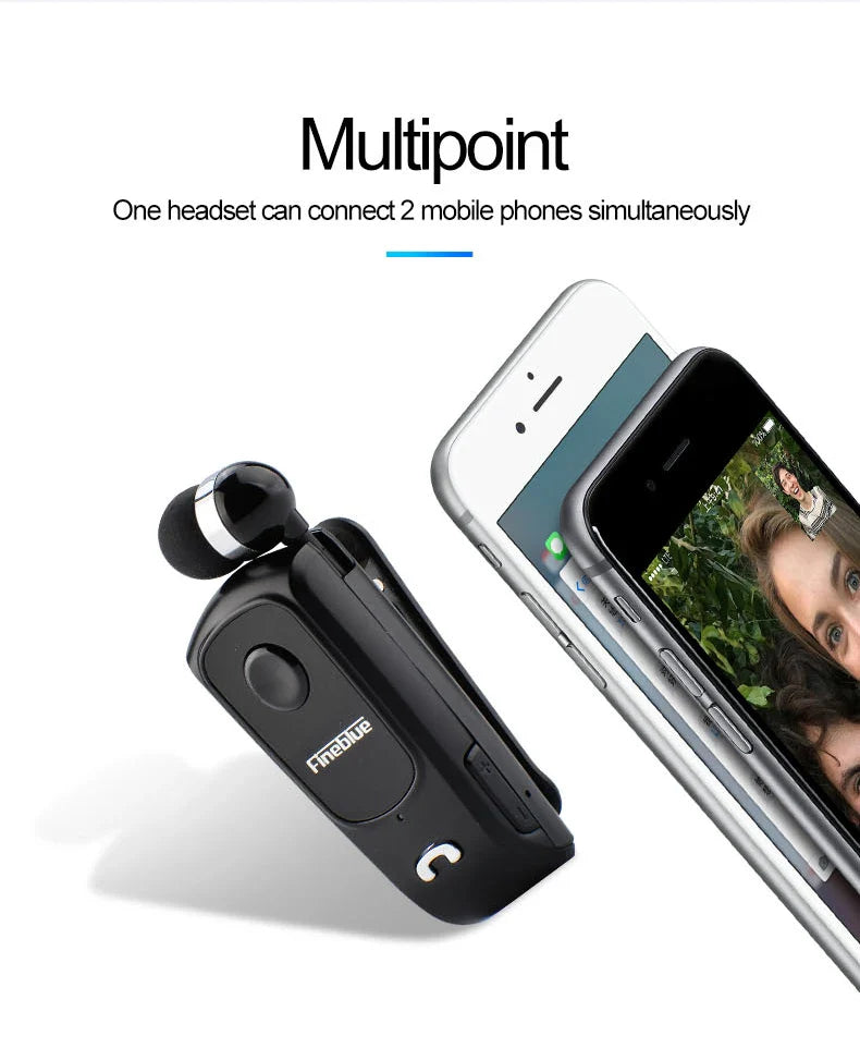 Fineblue F920 Wireless Retractable Portable Mini Bluetooth Headset Calls Remind Vibration Wear Clip Sports Running Earphone