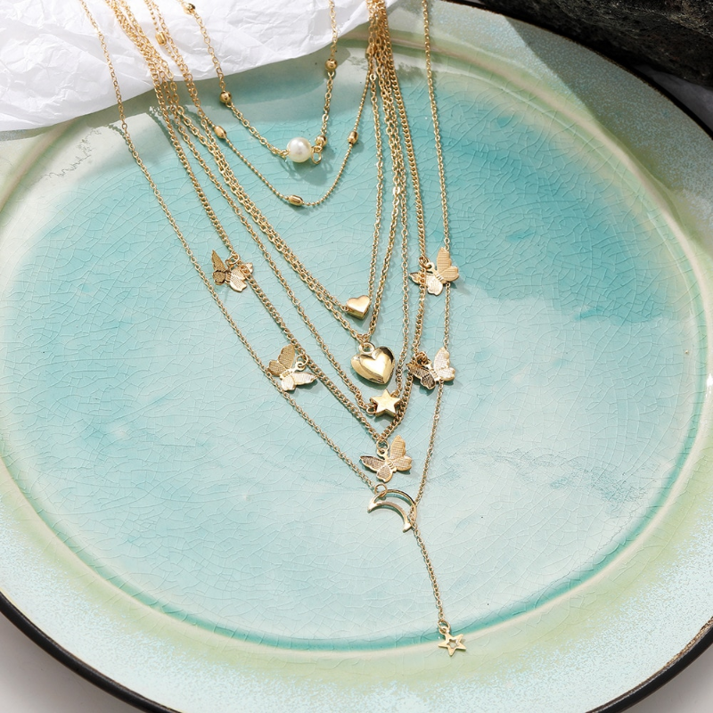 6pcs Fashion Necklaces European and American Simple Temperament Lovely
