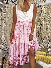 Plus Size Casual Women Summer Midi Dress 5XL Large Size Floral Print Sleeveless