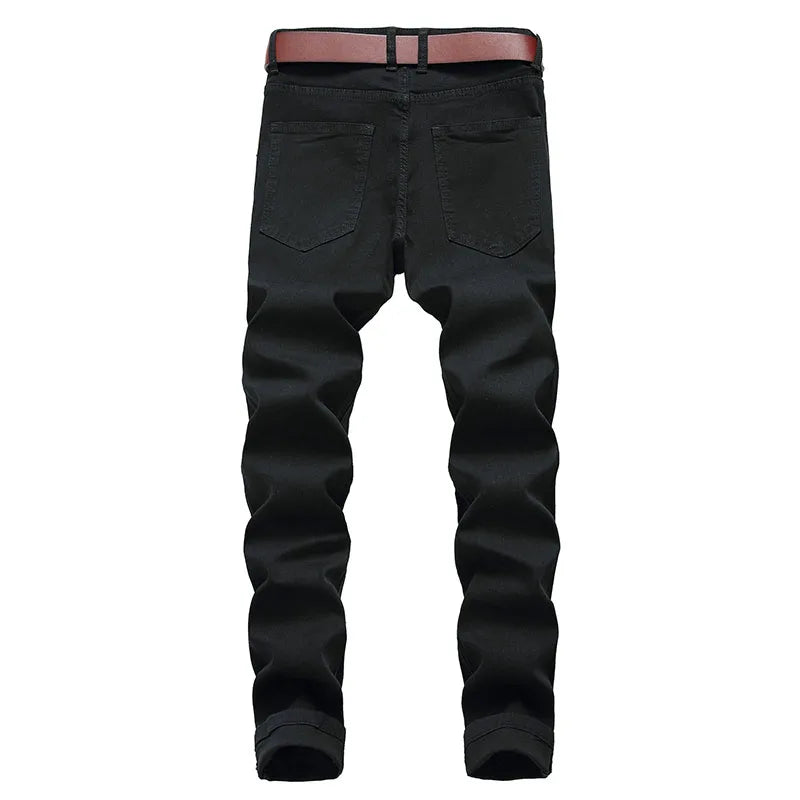 Men's White Jeans Fashion Hip Hop Ripped Skinny Men Denim Trousers Slim Fit Stretch