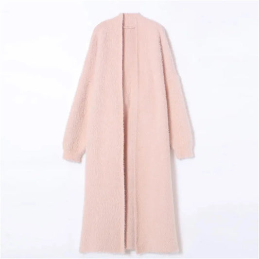 Autumn/Winter Lazy Style Loose Knee Length Thickened Pure Imitation Mink Fleece