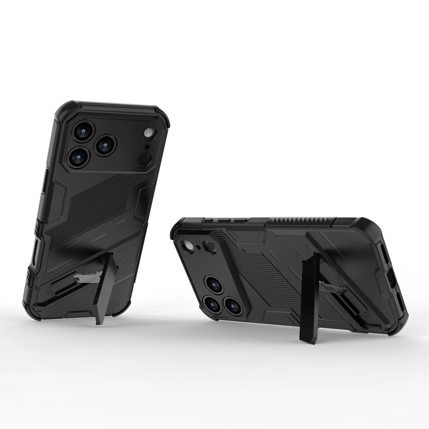 Solid Armor Cyber Shockproof Phone Case For iPhone 17 Pro Max 17 AIR With Stand Holder Cover Protective Shell
