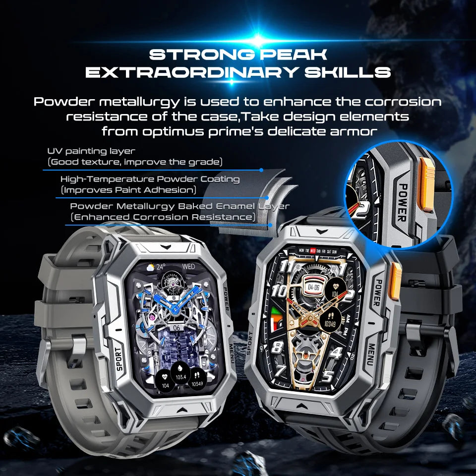 MISIRUN Smart Watch 1000mAh Battery 2.13 Inch AMOLED Screen Men Watch Compass 1ATM Waterproof Bluetooth Call Sports Smartwatch