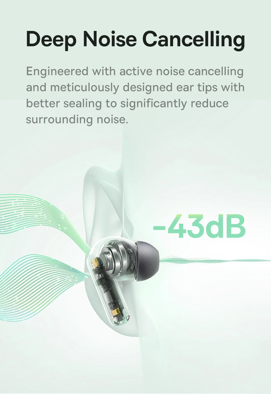 Baseus Bass EP10/BP1 NC -43dB Noise Cancelling ANC True Wireless Earbuds Bluetooth 6.0 In-Ear Wireless Earphones 4-Mics Ear buds