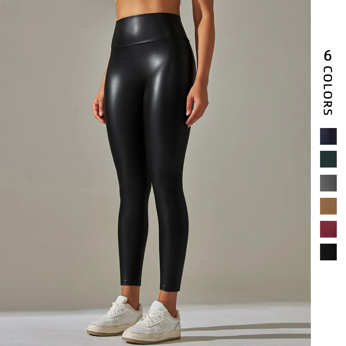Women Black Pu Leather Pants High Waist Leather Leggings Trousers