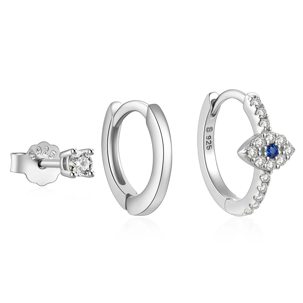 ROXI 925 Sterling Silver 3PCS DIY Hoop Earring With Piercing Stud Earring Set Women Men Party Wedding Jewelry Set pendientes 925
