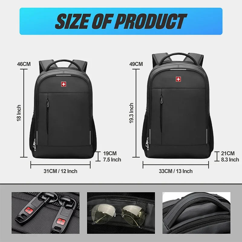 SWISS MILITARY Men Laptop Business Backpack Backpack 17 Inch Fashion School waterproof USB Large Capacity Bag mochilas Back Pack