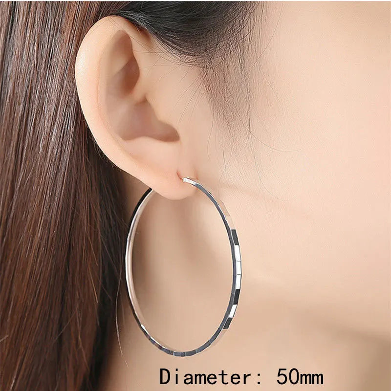 Senlissi - New Fashion 18K Gold Plated Hoop Earrings For Women 925 Sterling Silver Earring Cерьги Kольца Jewelry Girlfriend Gift