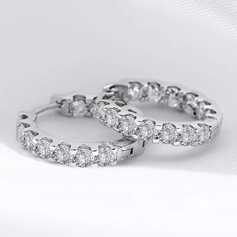 Smyoue 18k Plated Total 2.6CT Full Moissanite Hoop Earring for Women Sparkling Wedding Party Earring 925 Sterling Silver Jewelry