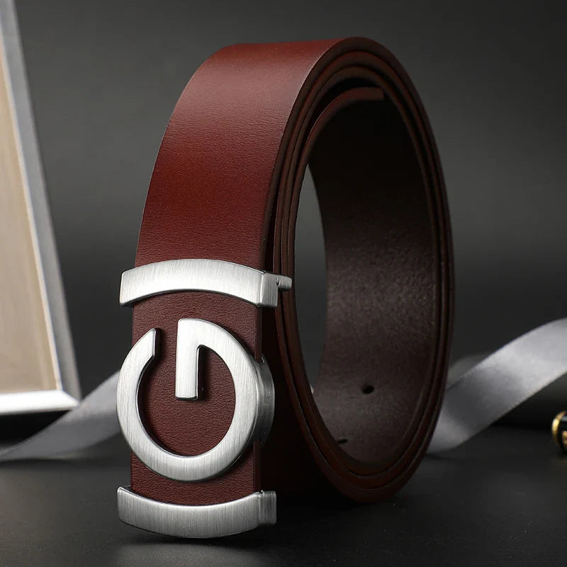 High Quality 34mm Work Business Strap Male men Belts Metal Buckle Brand Leather Belt Men Famous Luxury belt for men jeans