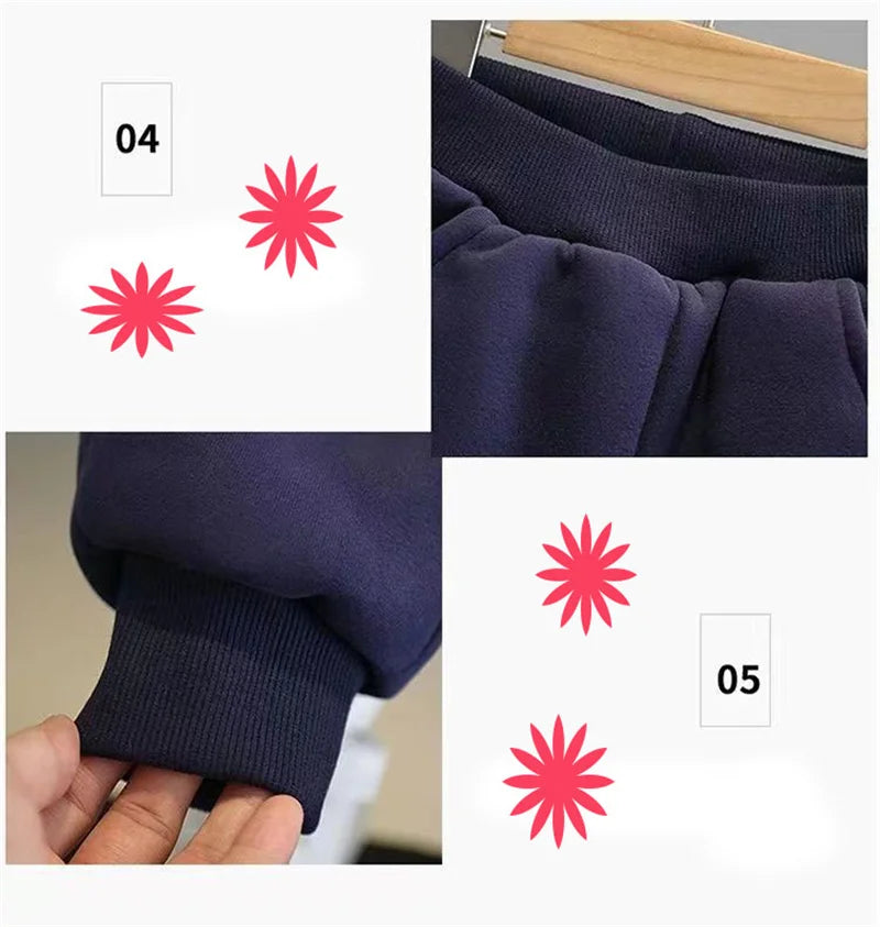 2023 New Boys Suit Autumn Winter Kids Warm Thicken Fashionable Set Children Cotton Sweatshirt And Pants 2Pcs Outfits For 2-10Y