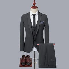 boutique (suit + vest + trousers) men's fashion business slimming trend