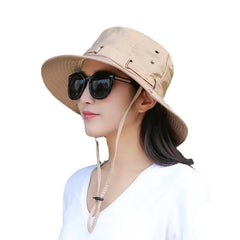 Unisex Summer Sunscreen Wide Brim Bucket Hats Women UV Protection Waterproof