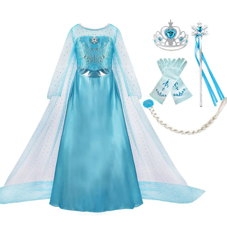 Cinderella Anna Elsa Costume Children Princess Dress for Girls Kids Cosplay Snow