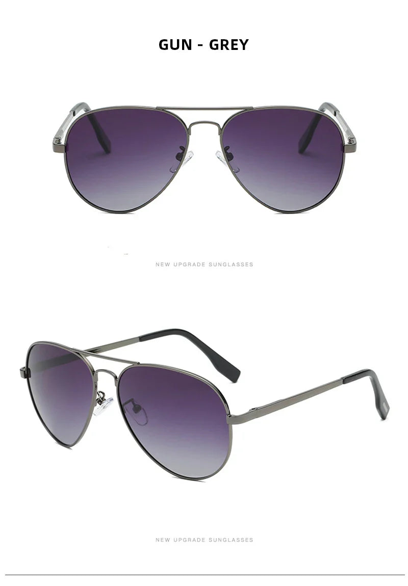 Classic Big Pilot Polarized Sunglasses Men Luxury Metal Black Aviation Sun Glasses Male Fashion Driving Vacation Shades UV400