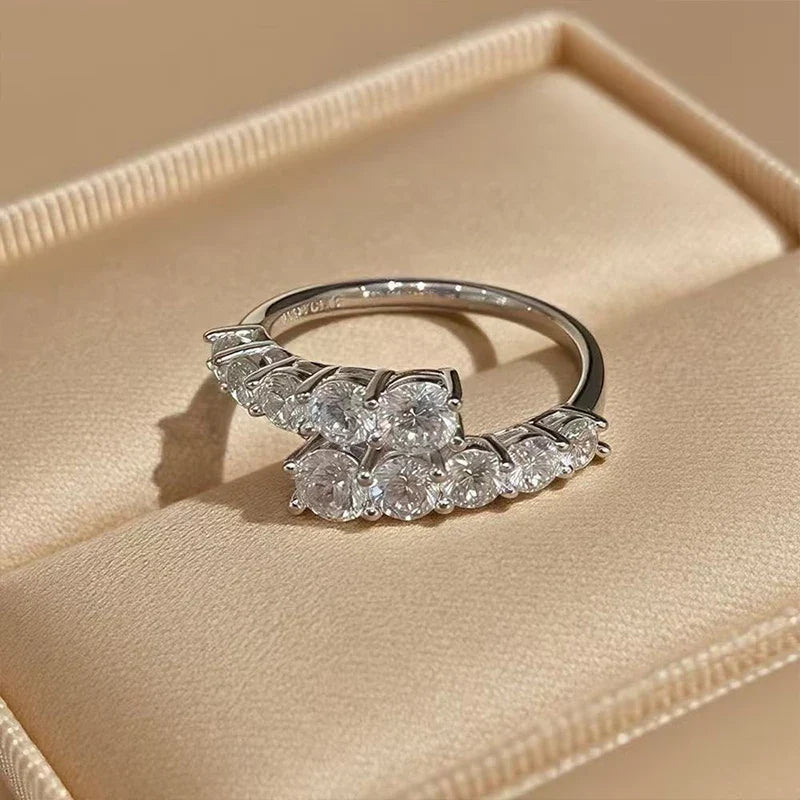 QMSHR 925 sterling silver Moissanite ring for women,Gra-certified  plated with white gold engagement jewelry gift