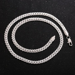 Nice 925 Sterling Silver 6MM Full Sideways Chain Necklace For Women Men Fashion