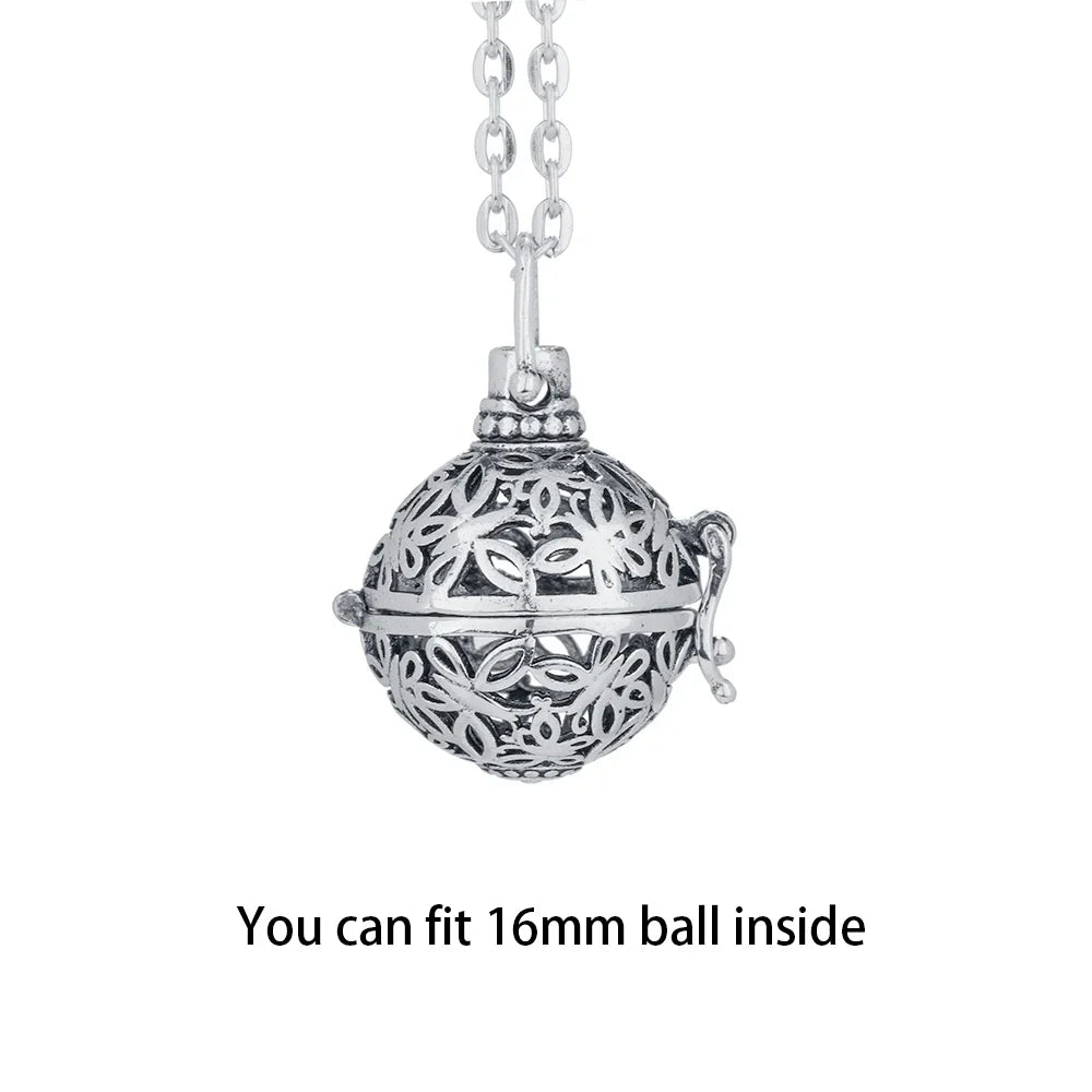 Music Chime Mexico Angel Ball Caller Locket Necklace Antique Vintage Pregnancy Essential Oil Diffuser Aromatherapy Necklace