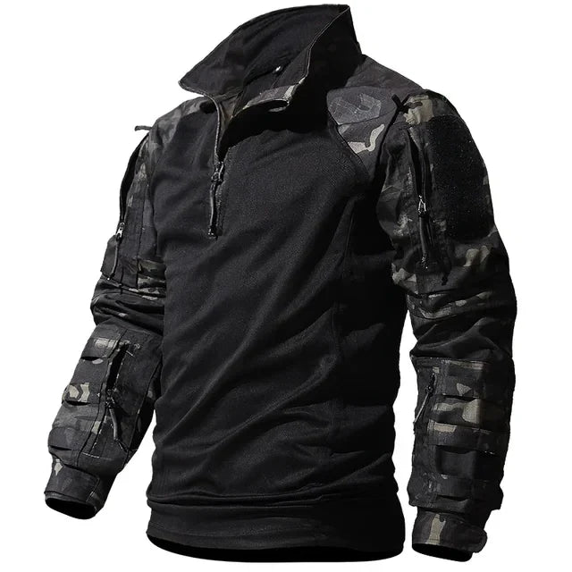 Autumn Tactical Sets Men Outdoor Breathable Short Sleeve Tshirt+Waterproof Straight Pant 2 Pcs Suits Camo Multi-pocket Cargo Set