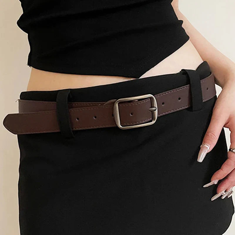 PU Leather Belt for women's Black Brown trousers belt for Jeans Casual Fashion Belts Vintage Strap Female Waistband AB005