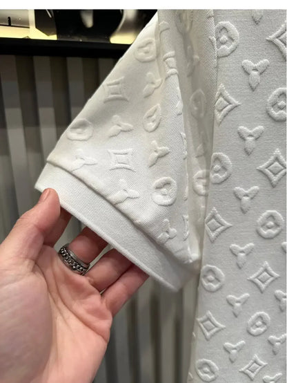 Summer New Men's Lop-up Hollow Short-sleeved Polo Tee Shirt Ice Silk Breathable Business Fashion T-Shirt Male Brand Clothes