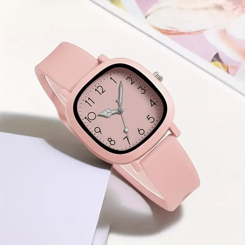 1/10PCS Fashion Square Women Watches Casual Silicone Band Quartz Wristwatch for Girls Clock Reloj Mujer（Without Box）
