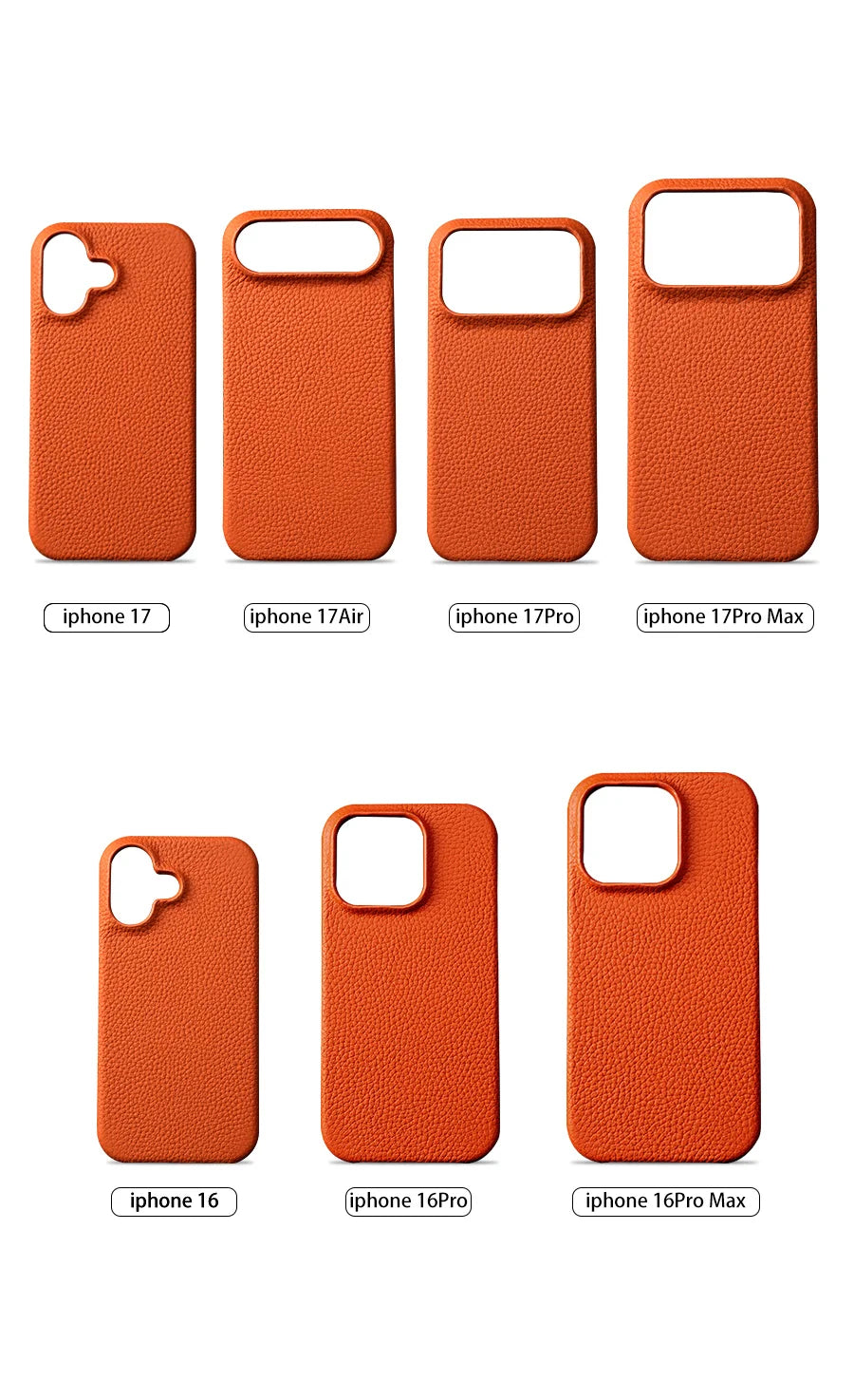 Magsafe Case for iPhone 17 Air 15 16 Pro Max 17Pro Lychee Natural Cowhide Leather Magnetic Protector Luxury Phone Back Cover