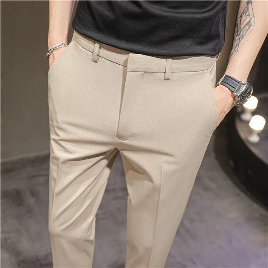 Thin Business Dress Suit Pants Men Clothing Slim Fit Casual Office Trousers