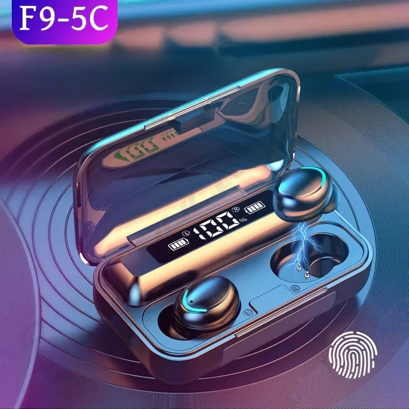New F9 Bluetooth Headphones 9D Stereo High Bass Sport Earphones Handfree Touch Control Tws Wireless Earbuds Waterproof Headset