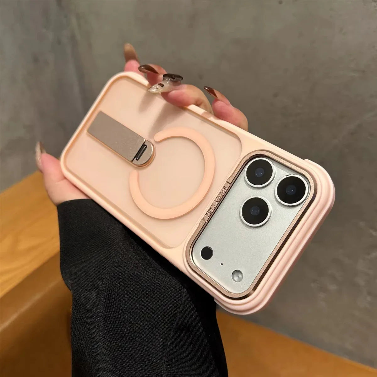 360° Rotate Metal Stand For Magsafe Phone Case For iPhone 17 Air 16 15 14 Plus 13 12 11 Pro Max Magnetic Wireless Charge Cover