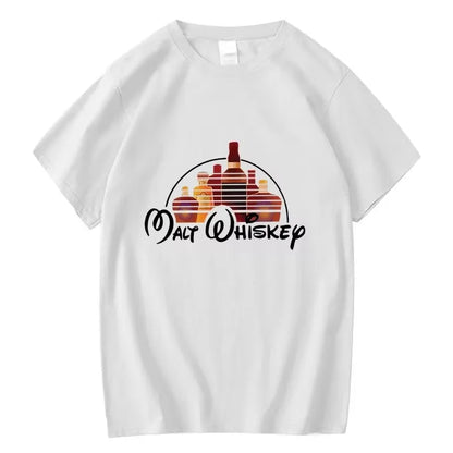Summer Men's T-shirt 100% Cotton Funny Malt Whiskey Print Summer Loose O-neck Cool T Shirt for Men Short Sleeve T-shirt Male Tee