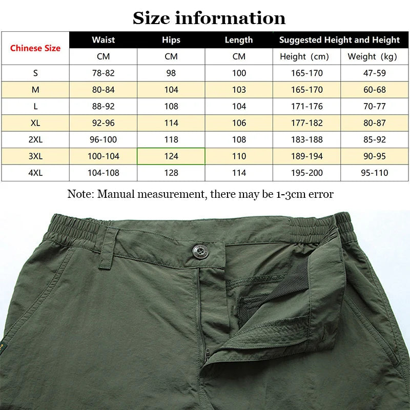 Waterproof Tactical Cargo Pants Men Breathable Summer Casual Army Military