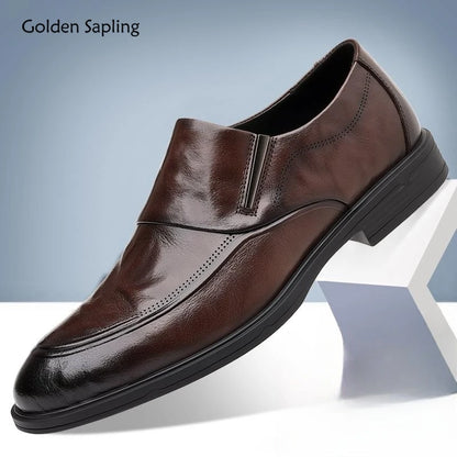 Golden Sapling Business Shoes for Men Formal Loafers Dress Oxfords Men's Wedding Shoe Fashion Leather Footwear Elegant Male Flat