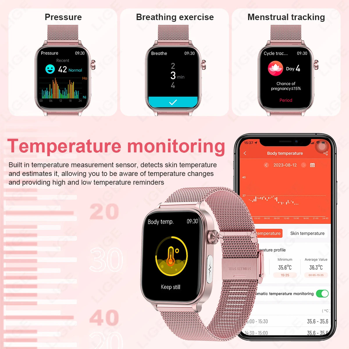 2026 New ECG+PPG Smart Watch Women Heart Rate Blood Lipid Uric Acid Women Menstrual Health Tracker Smartwatches For Android iOS