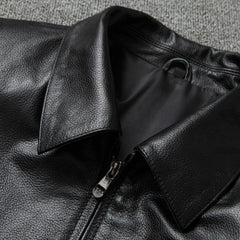 Genuine Leather Jacket Men Vintage Natural Cowskin Coat