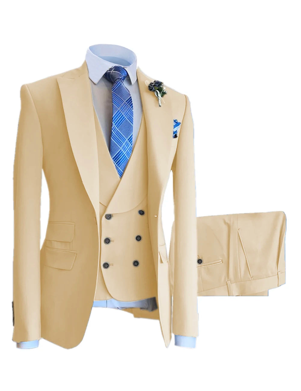 Men’s Business Suit 3-piece One Button White Meeting Party Wedding Formal