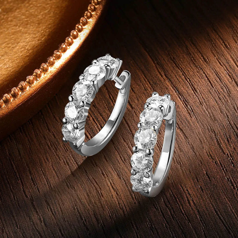 KNOBSPIN D Color Moissanite Loop Earring 925 Sterling Sliver Plated with 18k White Gold Earring for Women Sparkling Fine Jewelry