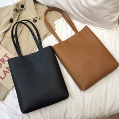 Solid Color PU Leather Tote Crossbody Bag For Women Large Capacity Fashion