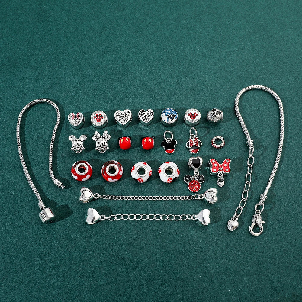 Disney Anime Mickey Mouse DIY Bracelet Fashion Charm Surprise Advent Blind Box for Friend Festival Jewelry Exquisite Gift