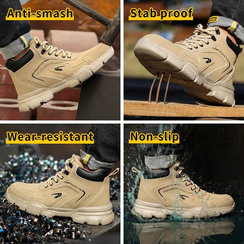 Work Safety Shoes Men Safety Boots Anti-smash Anti-stab Work Shoes Sneakers Steel Toe Shoes Male Work Boot Indestructible Shoes