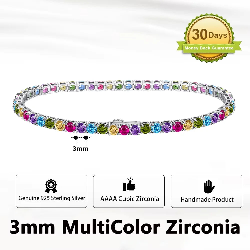 ORSA JEWELS Authentic 925 Sterling Silver Tennis Chain Bracelet Moulding Process Hanmade High-end Hand Chain for Man Woman SB128