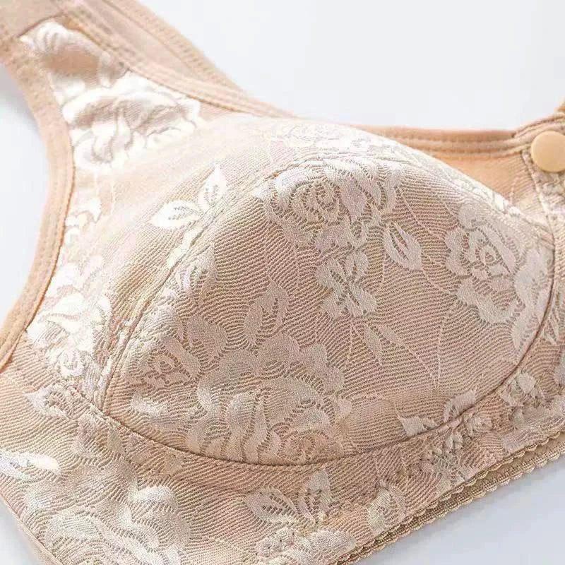 Bra Large Size Brassiere Mother's Cotton Wireless Bras Anti-sagging Gathered