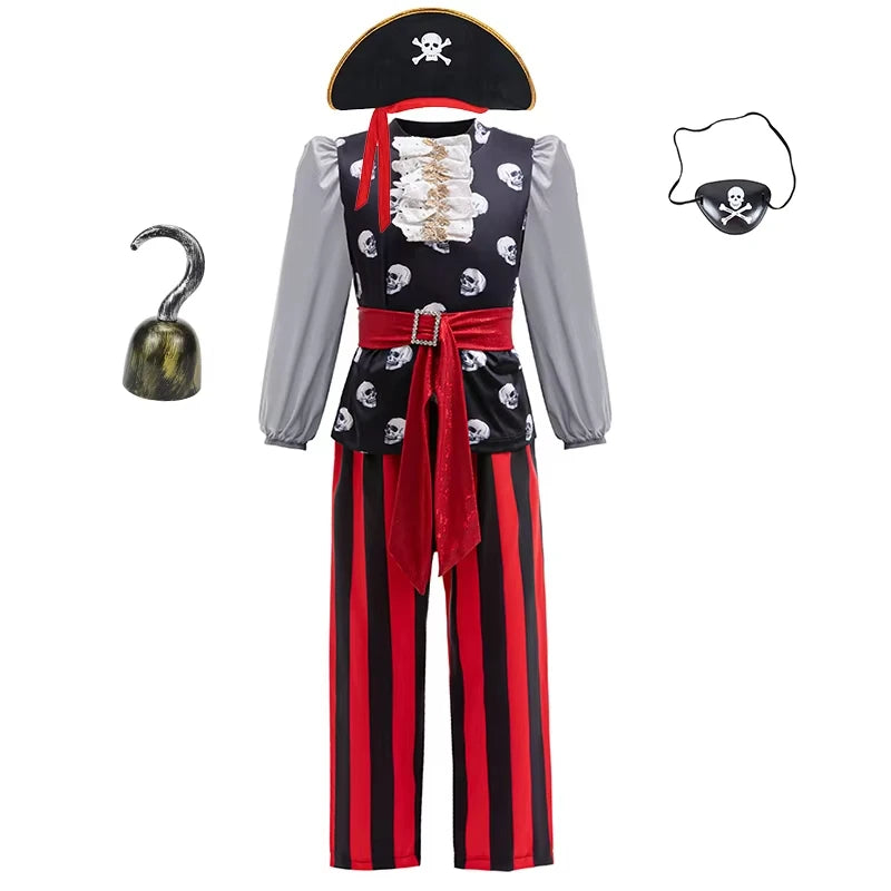 Kids' Halloween Gothic Vampire & Day of The Dead Cosplay Costumes for Boys Top + Pants + Cloak Set Scary Fantasy Outfits