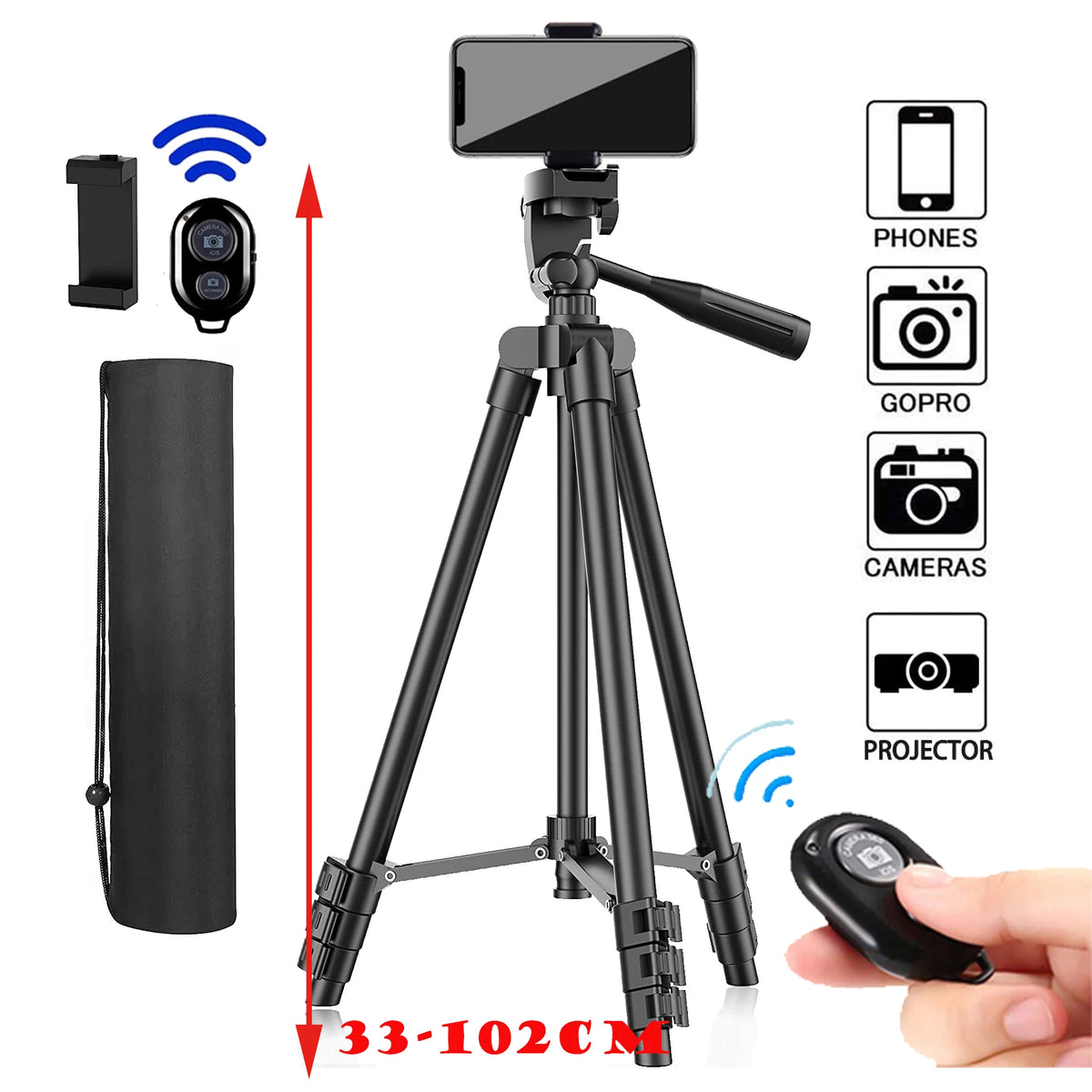 Tripod For Phone Camera Tripod Stand with Bluetooth Remote Phone Holder