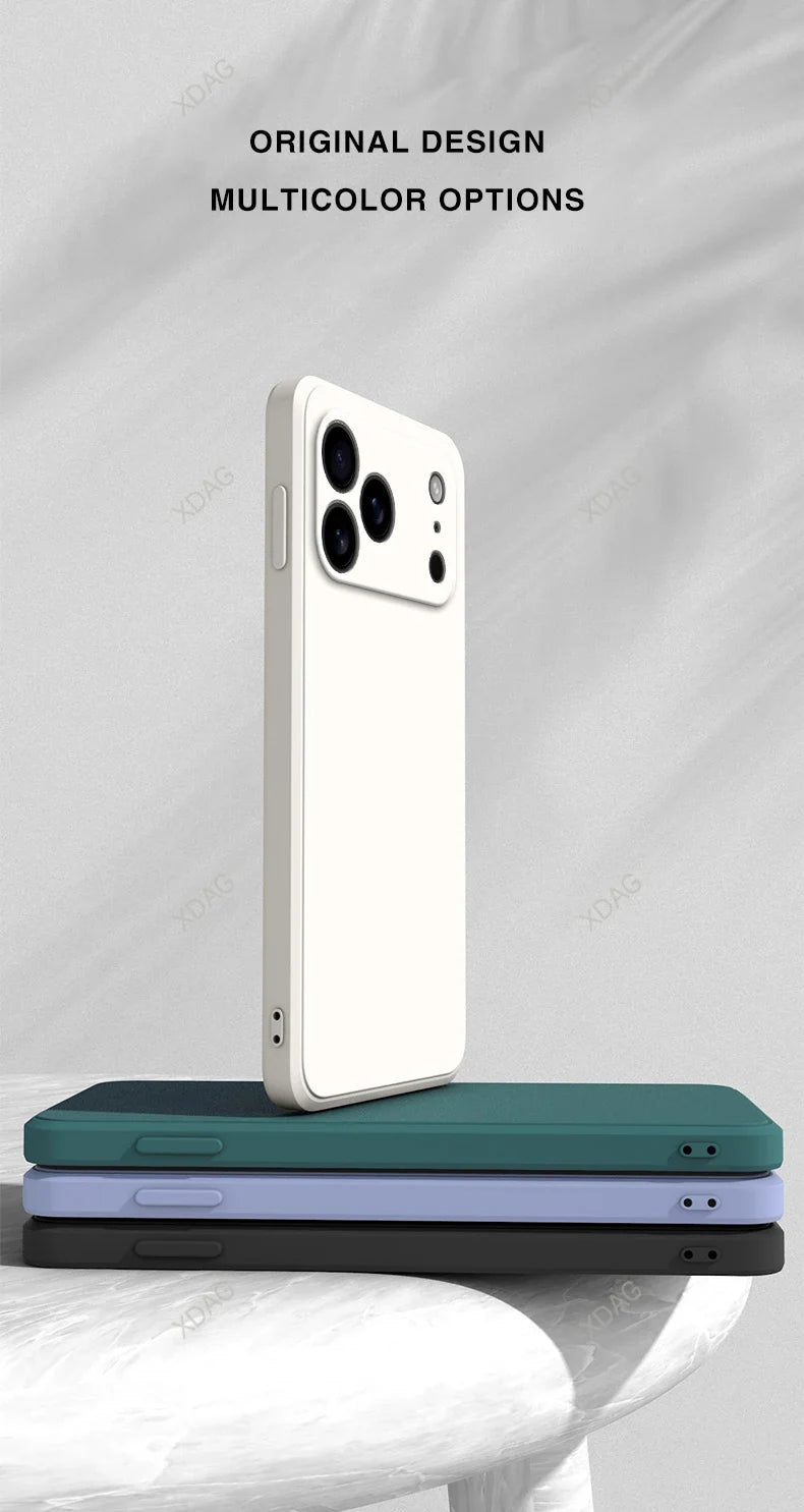 Liquid Silicone Original Phone Case for iPhone 17 Pro Max Air 17Pro 17Max 5G Straight Edge Lens Protection Soft Basic Back Cover