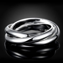 925 Sterling Silver Rings For Women Simple three circles size 5/6/7/8/9/10 Fashion Party