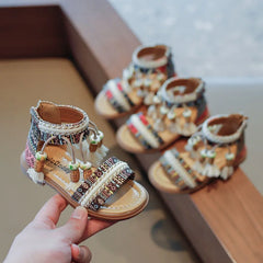 Girls Sandals Ethnic Retro Children Fashion Casual Shoes Tassels